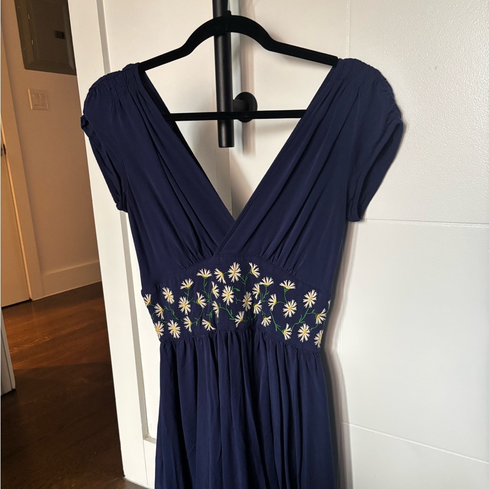 Nave blue Trashy Diva dress with embroidered daisies